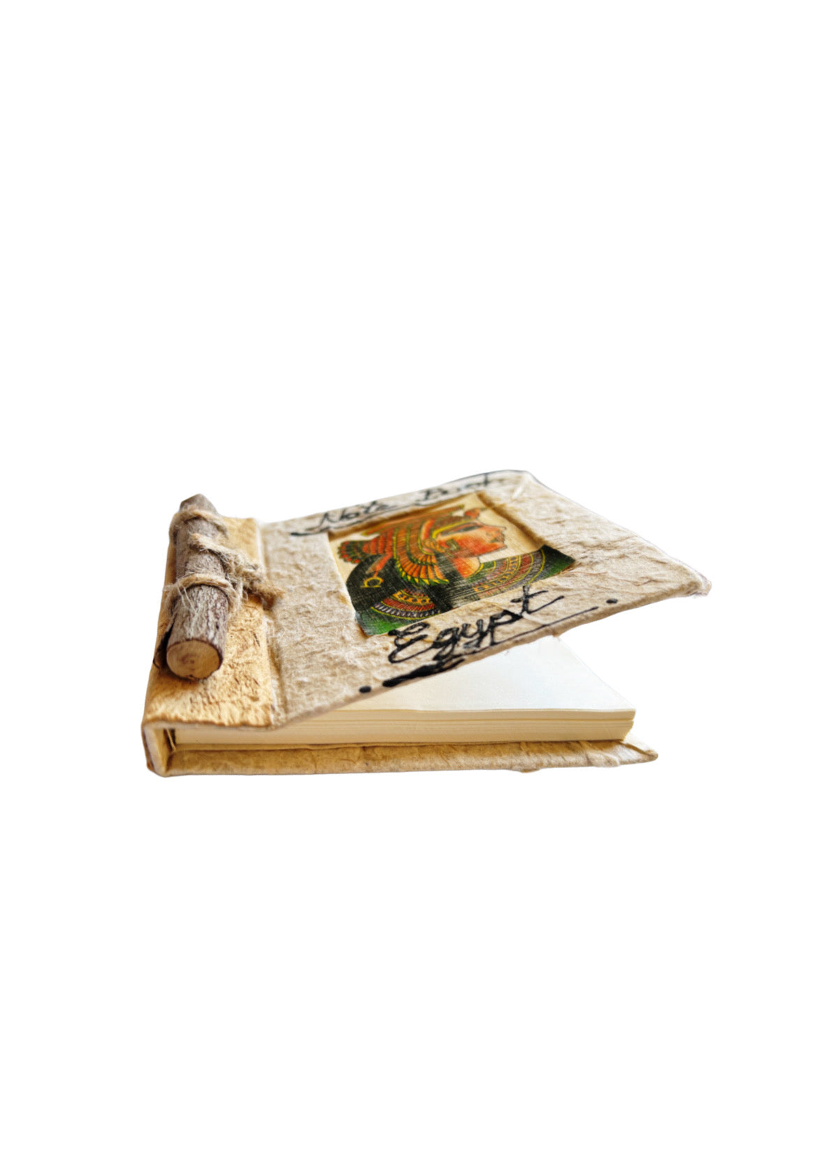Queen Nefertiti Handcrafted Papyrus Medium Notebook with a Wooden Pen