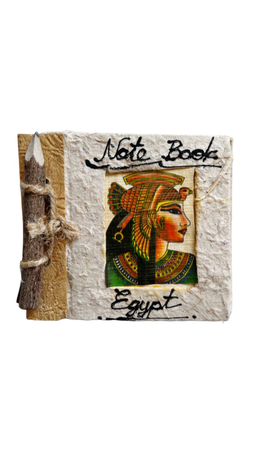Queen Nefertiti Handcrafted Papyrus Medium Notebook with a Wooden Pen