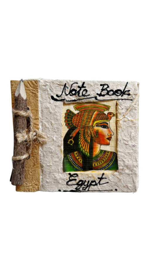 Queen Nefertiti Handcrafted Papyrus Medium Notebook with a Wooden Pen