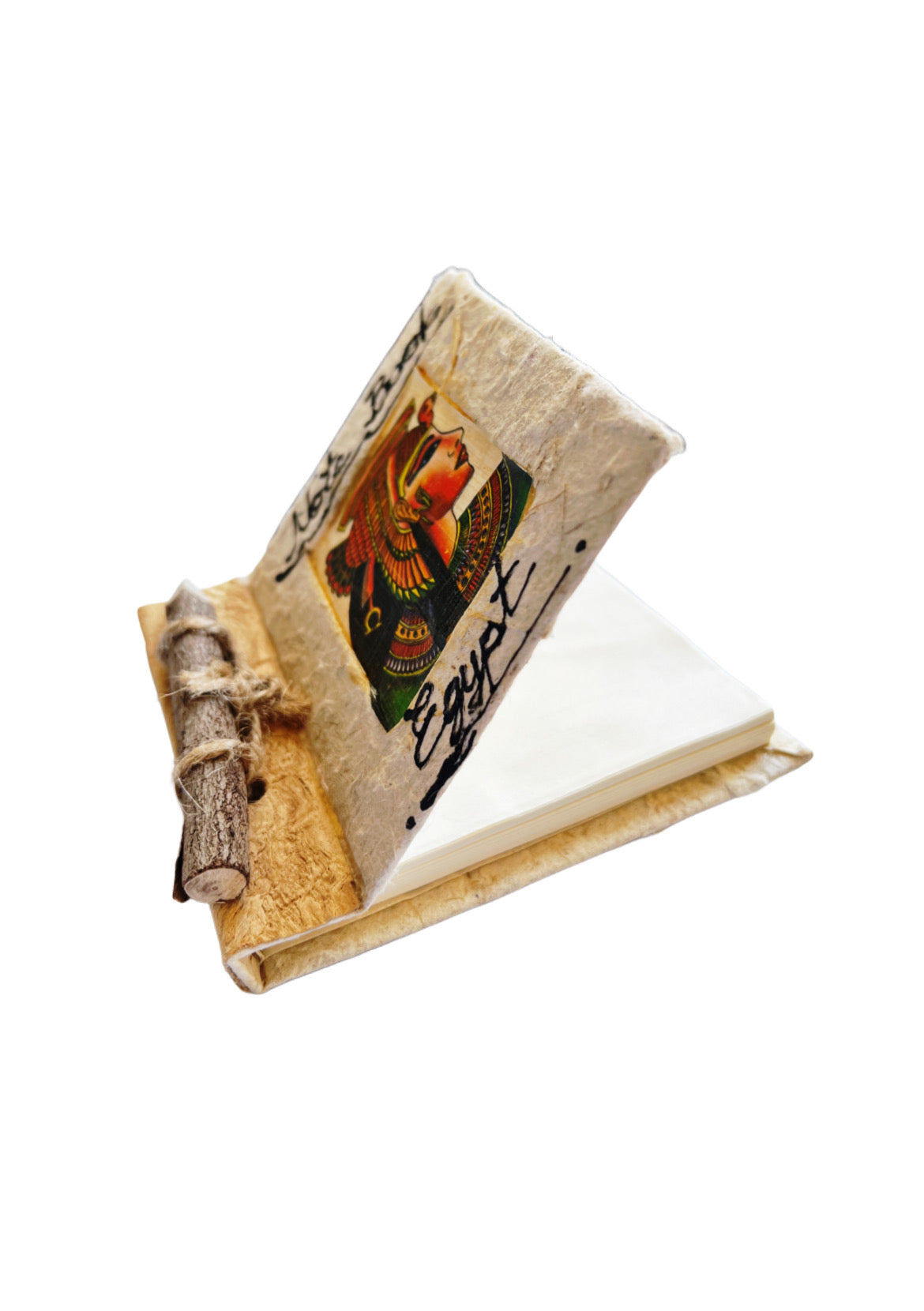 Queen Nefertiti Handcrafted Papyrus Medium Notebook with a Wooden Pen