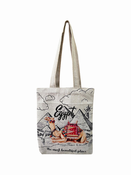 Camel Caravan with Pyramid View Medium Sized Tote Bag