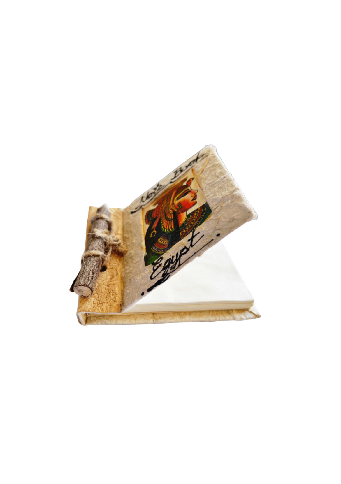 Queen Nefertiti Handcrafted Papyrus Medium Notebook with a Wooden Pen