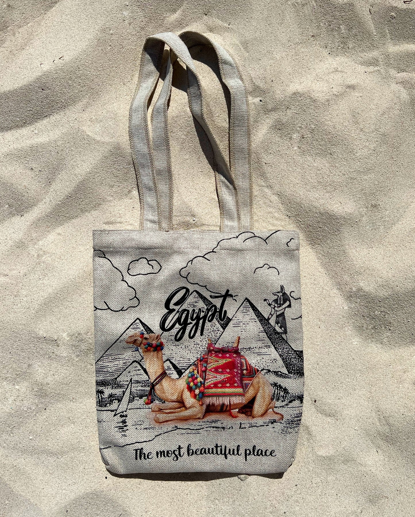 Camel Caravan with Pyramid View Medium Sized Tote Bag